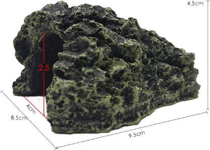 Reptile Hideout Cave,Resin Rock Hides Habitat Decor Fish Tank Decorations Shelter Tortoise Basking Terrace Pet Terrarium Nest Decoration for Gecko,Spiders,Frogs,Fish,Turtles and Hermit Crabs