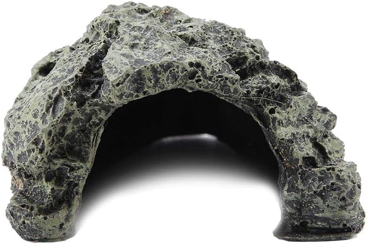 Reptile Hideout Cave,Resin Rock Hides Habitat Decor Fish Tank Decorations Shelter Tortoise Basking Terrace Pet Terrarium Nest Decoration for Gecko,Spiders,Frogs,Fish,Turtles and Hermit Crabs