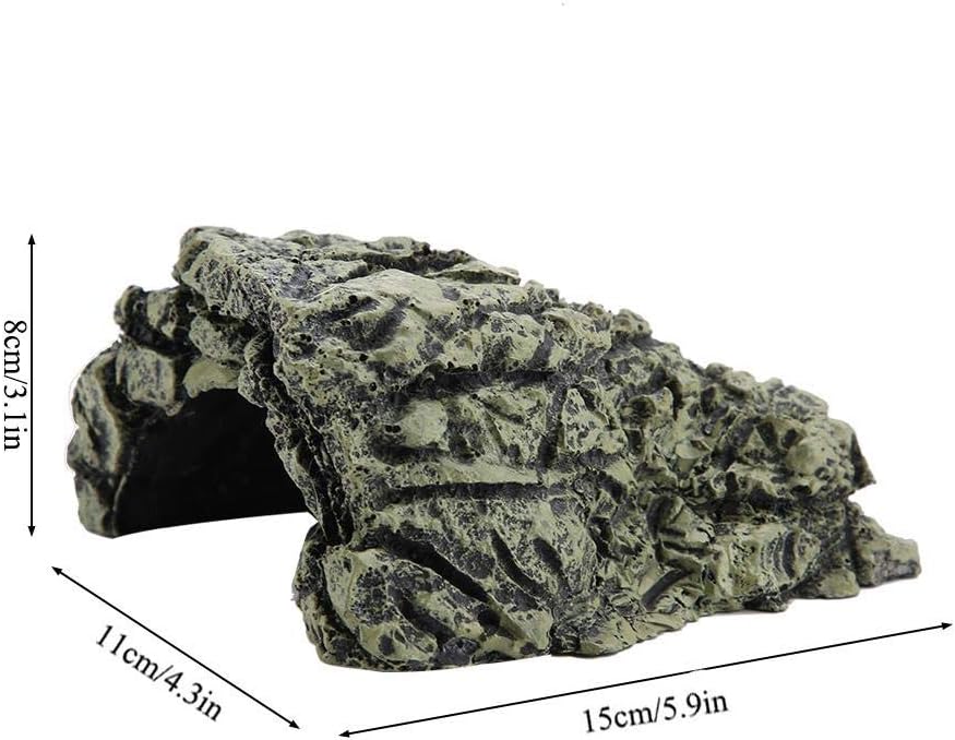 Reptile Hideout Cave,Resin Rock Hides Habitat Decor Fish Tank Decorations Shelter Tortoise Basking Terrace Pet Terrarium Nest Decoration for Gecko,Spiders,Frogs,Fish,Turtles and Hermit Crabs