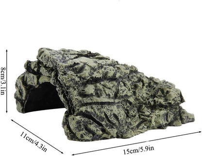 Reptile Hideout Cave,Resin Rock Hides Habitat Decor Fish Tank Decorations Shelter Tortoise Basking Terrace Pet Terrarium Nest Decoration for Gecko,Spiders,Frogs,Fish,Turtles and Hermit Crabs
