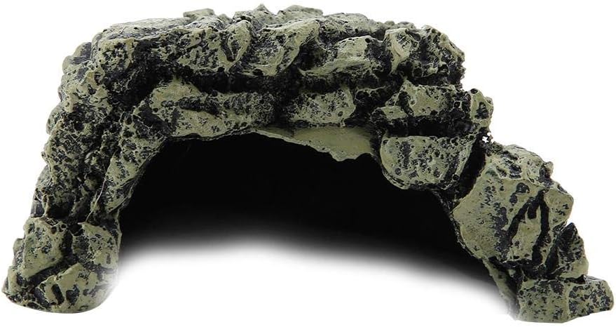 Reptile Hideout Cave,Resin Rock Hides Habitat Decor Fish Tank Decorations Shelter Tortoise Basking Terrace Pet Terrarium Nest Decoration for Gecko,Spiders,Frogs,Fish,Turtles and Hermit Crabs