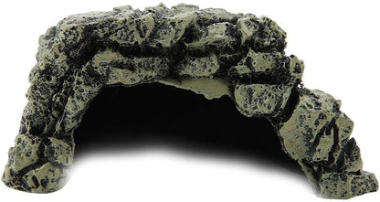Reptile Hideout Cave,Resin Rock Hides Habitat Decor Fish Tank Decorations Shelter Tortoise Basking Terrace Pet Terrarium Nest Decoration for Gecko,Spiders,Frogs,Fish,Turtles and Hermit Crabs