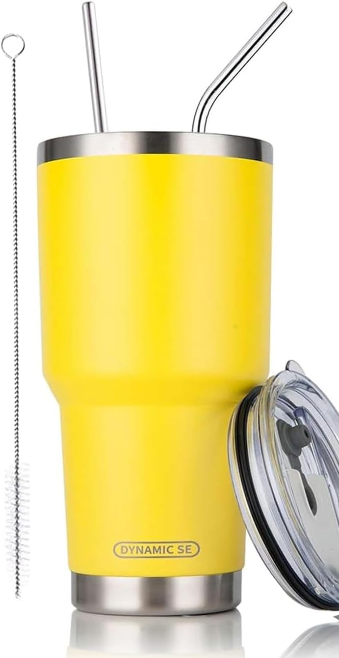 D·S 30oz Yellow Tumbler Double Wall Vacuum Insulated Travel Coffee Mug