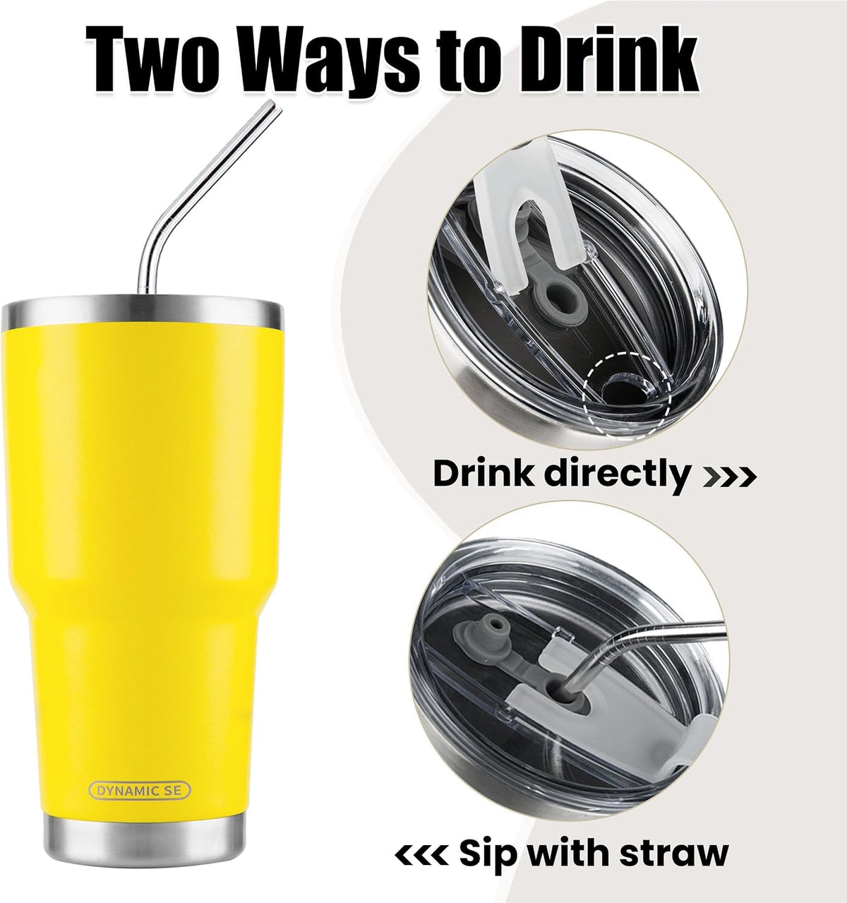 D·S 30oz Yellow Tumbler Double Wall Vacuum Insulated Travel Coffee Mug