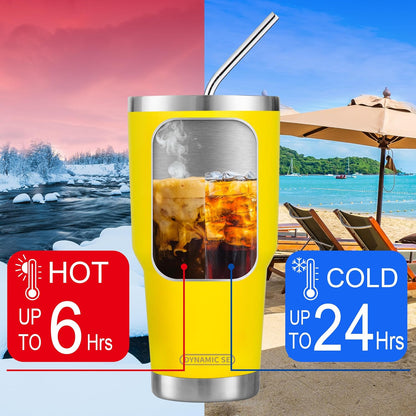 D·S 30oz Yellow Tumbler Double Wall Vacuum Insulated Travel Coffee Mug