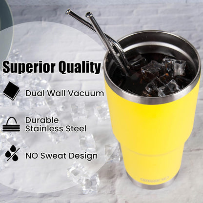 D·S 30oz Yellow Tumbler Double Wall Vacuum Insulated Travel Coffee Mug