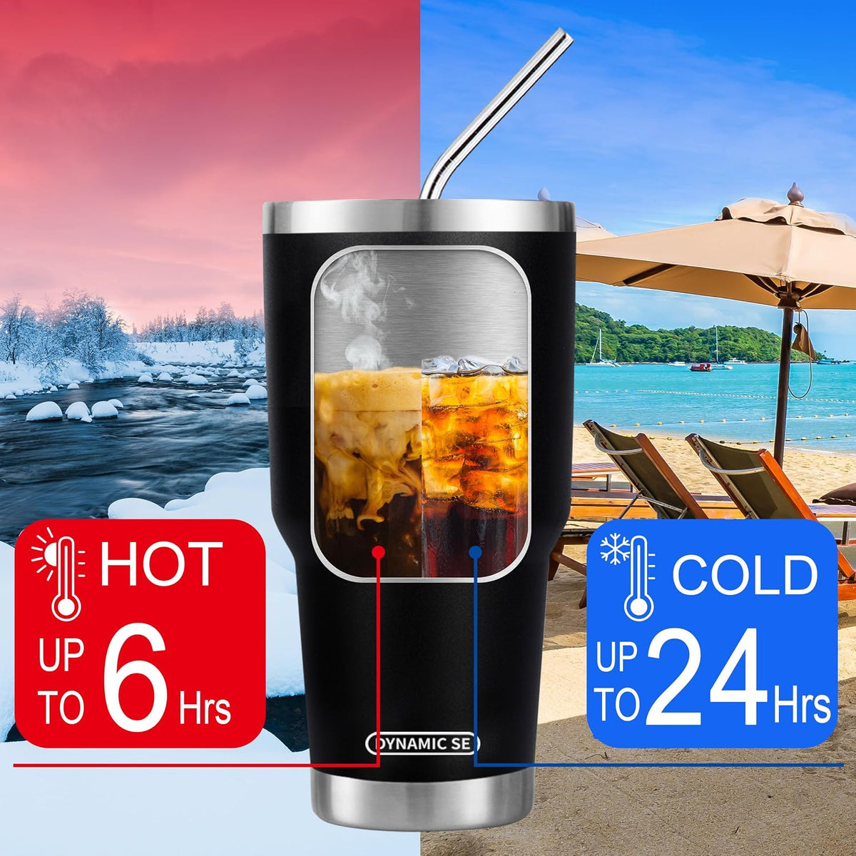 D·S 30oz Yellow Tumbler Double Wall Vacuum Insulated Travel Coffee Mug