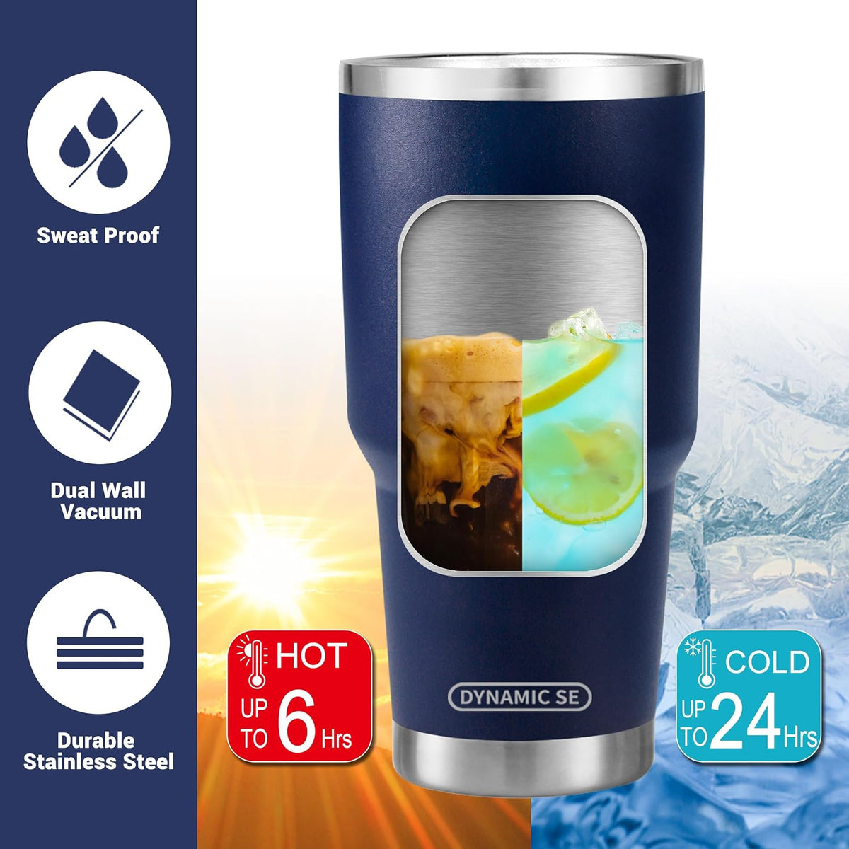D·S 30oz Yellow Tumbler Double Wall Vacuum Insulated Travel Coffee Mug