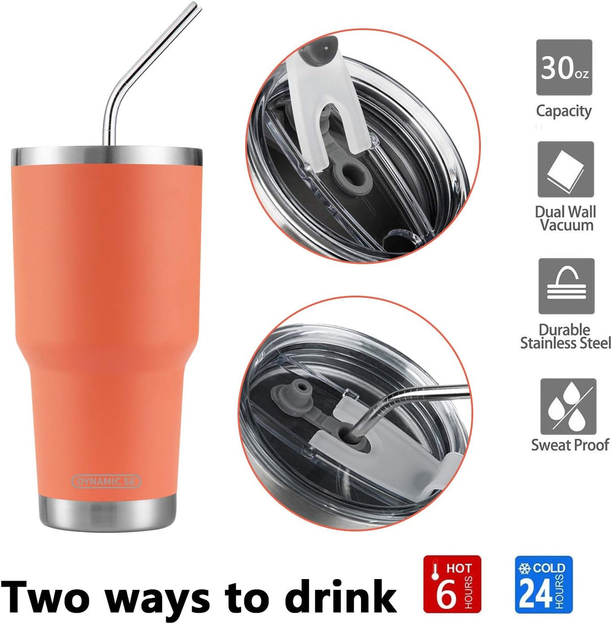D·S 30oz Yellow Tumbler Double Wall Vacuum Insulated Travel Coffee Mug
