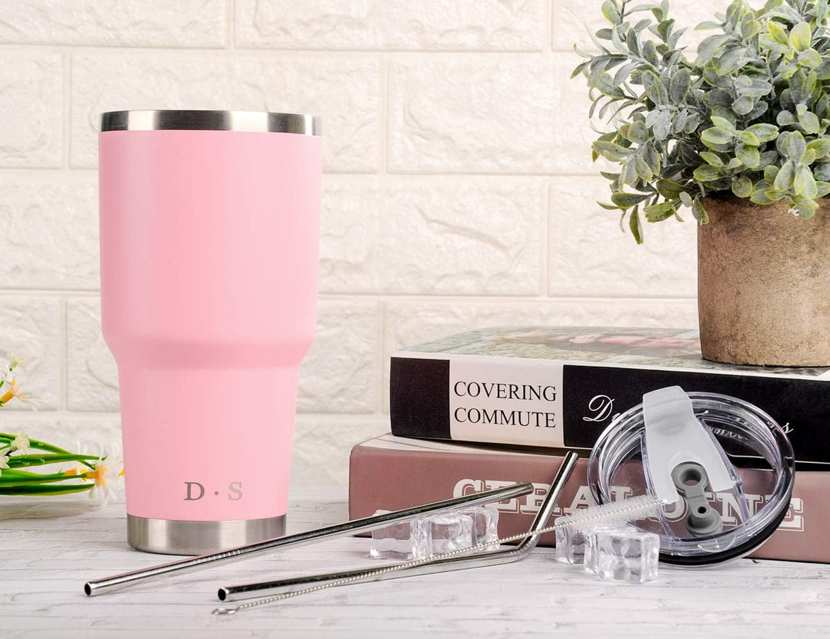 D·S 30oz Yellow Tumbler Double Wall Vacuum Insulated Travel Coffee Mug
