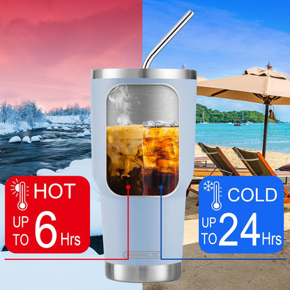 D·S 30oz Yellow Tumbler Double Wall Vacuum Insulated Travel Coffee Mug