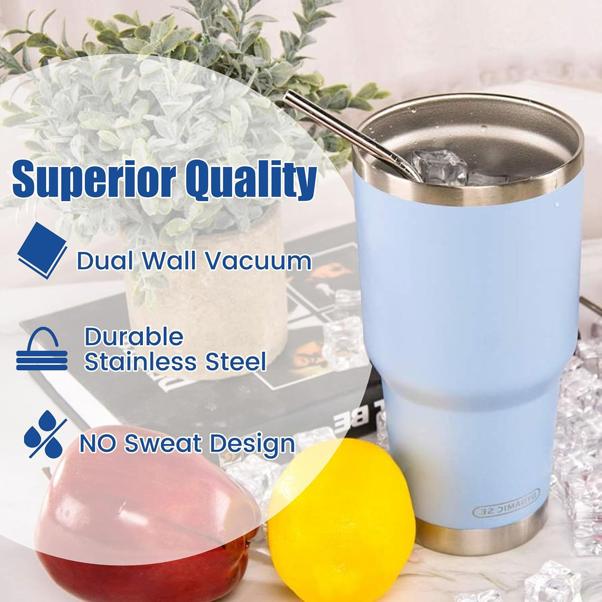 D·S 30oz Yellow Tumbler Double Wall Vacuum Insulated Travel Coffee Mug