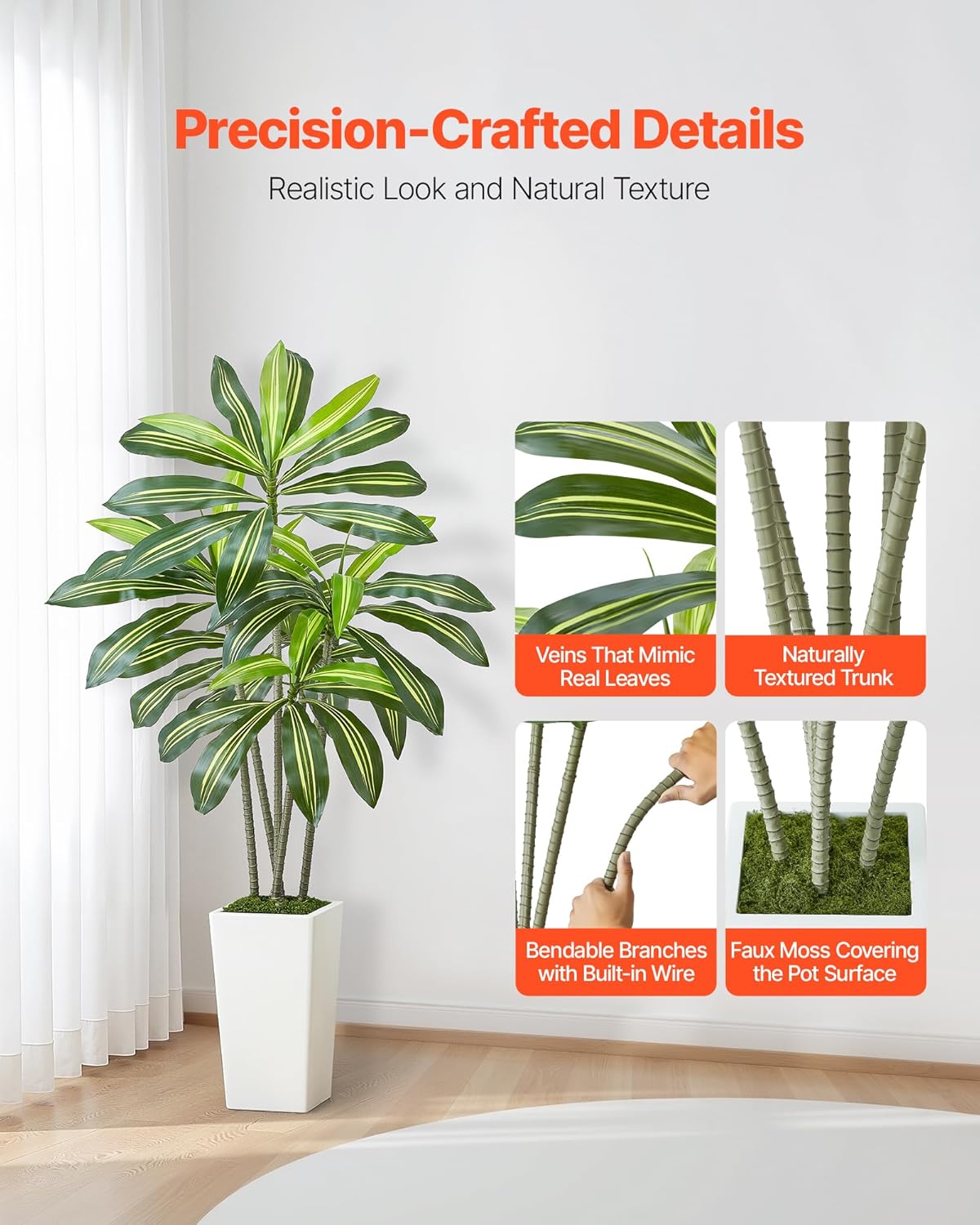 Artificial Areca Palms 4 ft, 2 Pack Fake Palm Tropical Plants with White Tall Planter, Faux Floor Silk Plant in Pot, Large Tree for Home Office Living Room Decor House Warming, Indoor Outdoor