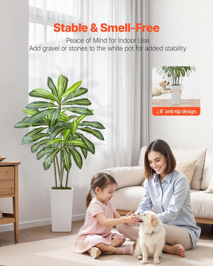 Artificial Areca Palms 4 ft, 2 Pack Fake Palm Tropical Plants with White Tall Planter, Faux Floor Silk Plant in Pot, Large Tree for Home Office Living Room Decor House Warming, Indoor Outdoor