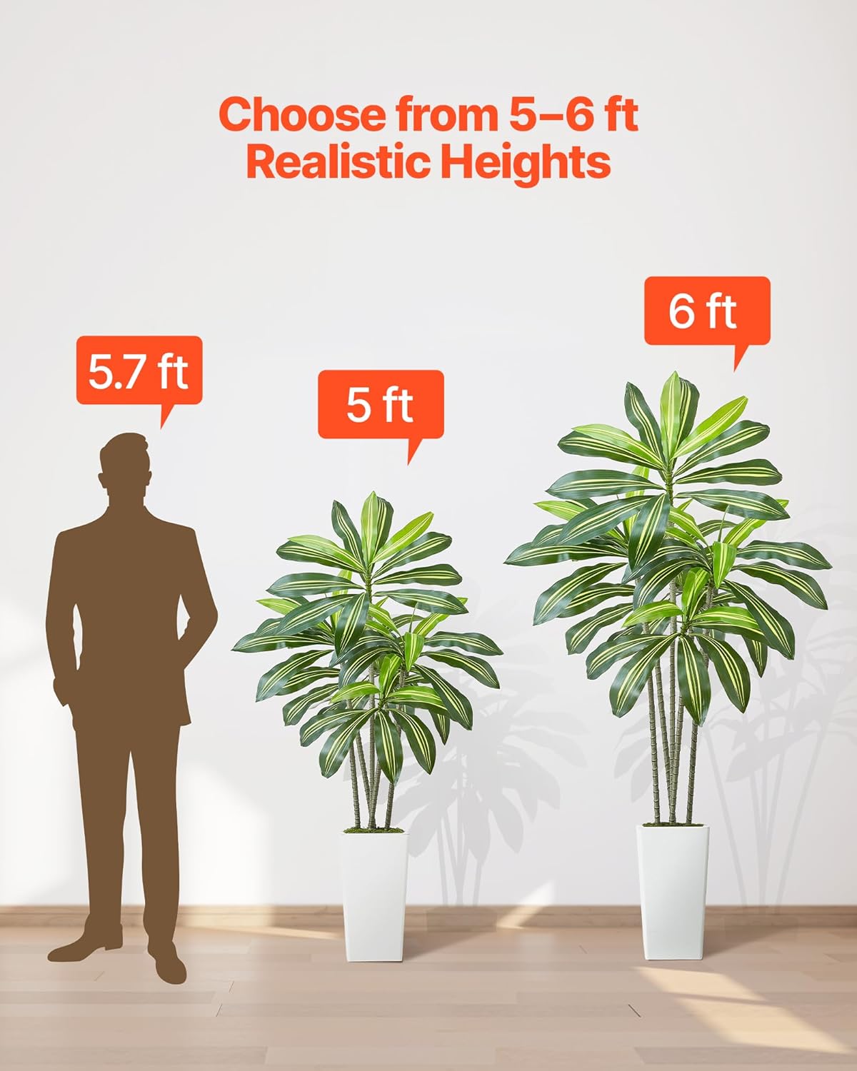 Artificial Areca Palms 4 ft, 2 Pack Fake Palm Tropical Plants with White Tall Planter, Faux Floor Silk Plant in Pot, Large Tree for Home Office Living Room Decor House Warming, Indoor Outdoor