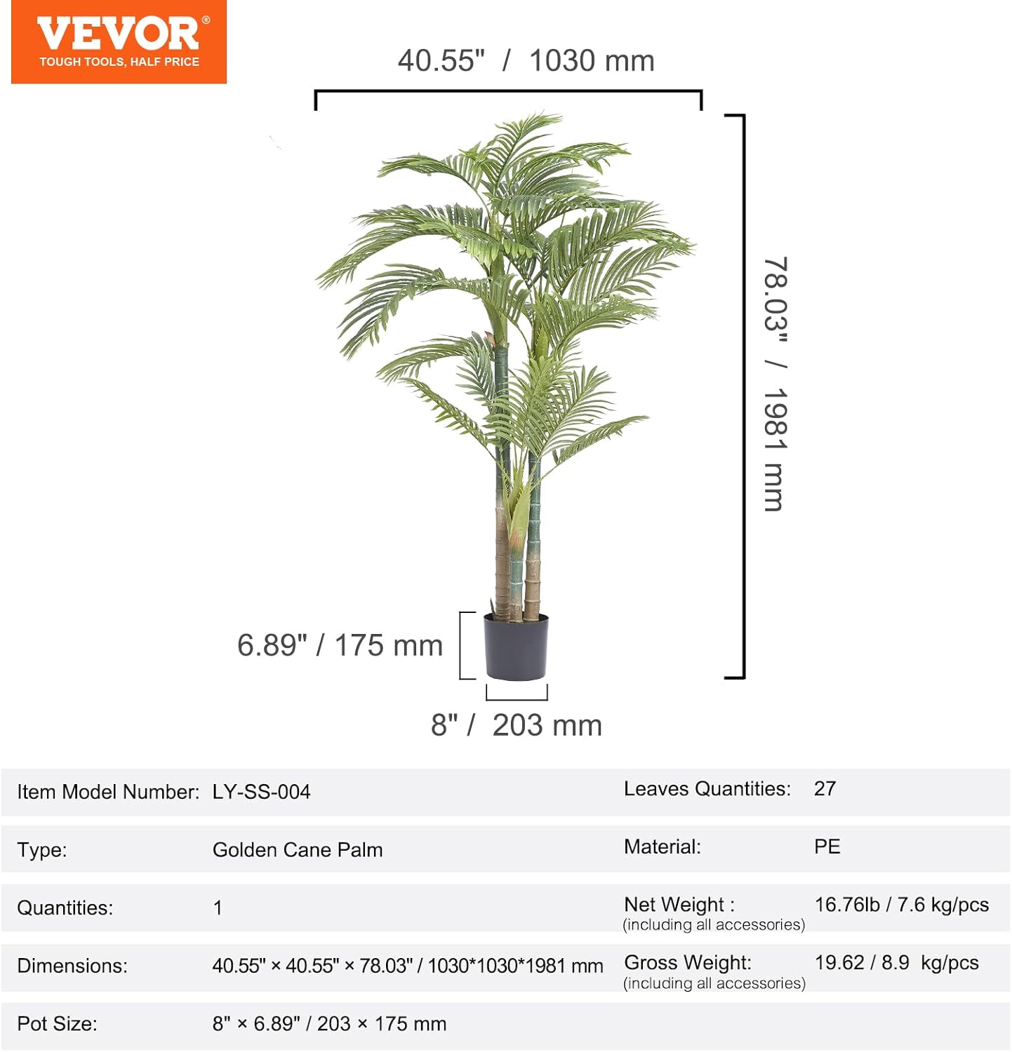 Artificial Areca Palms 4 ft, 2 Pack Fake Palm Tropical Plants with White Tall Planter, Faux Floor Silk Plant in Pot, Large Tree for Home Office Living Room Decor House Warming, Indoor Outdoor