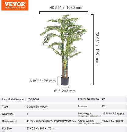 Artificial Areca Palms 4 ft, 2 Pack Fake Palm Tropical Plants with White Tall Planter, Faux Floor Silk Plant in Pot, Large Tree for Home Office Living Room Decor House Warming, Indoor Outdoor