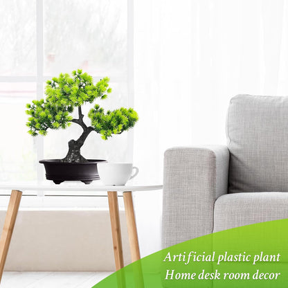 Artificial Bonsai Tree Fake Plants 3 POTS Artificial Plant Indoor Small Faux Juniper Decoration, Office Desk Shelf Bedroom Living Room Decor