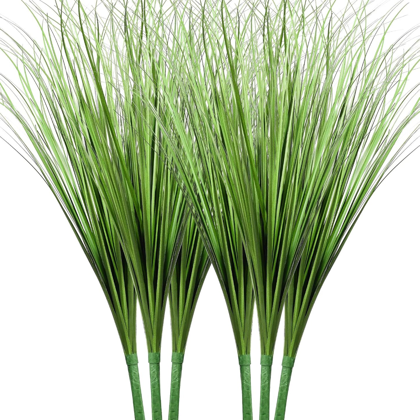 33" Artificial Plants 6 Pack Onion Tall Grass Greenery, Faux Fake Grass Shrubs Plant Flowers Wheat Grass for House Home Indoor Outdoor Office Room Gardening Indoor Décor-White