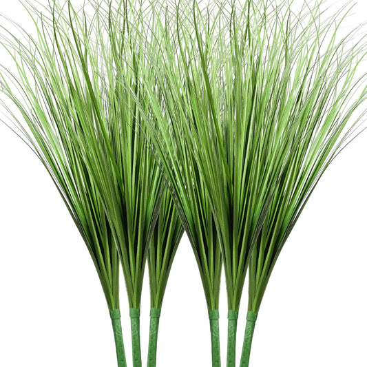33" Artificial Plants 6 Pack Onion Tall Grass Greenery, Faux Fake Grass Shrubs Plant Flowers Wheat Grass for House Home Indoor Outdoor Office Room Gardening Indoor Décor-White