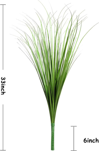 33" Artificial Plants 6 Pack Onion Tall Grass Greenery, Faux Fake Grass Shrubs Plant Flowers Wheat Grass for House Home Indoor Outdoor Office Room Gardening Indoor Décor-White
