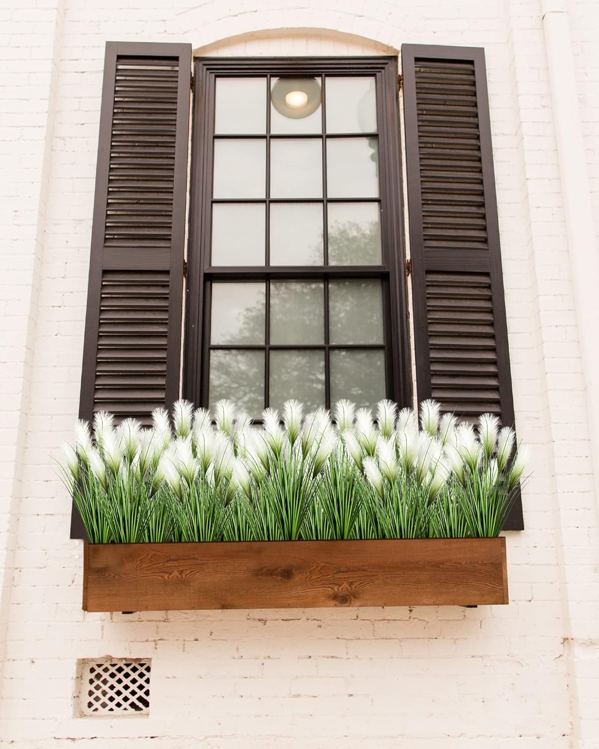 33" Artificial Plants 6 Pack Onion Tall Grass Greenery, Faux Fake Grass Shrubs Plant Flowers Wheat Grass for House Home Indoor Outdoor Office Room Gardening Indoor Décor-White