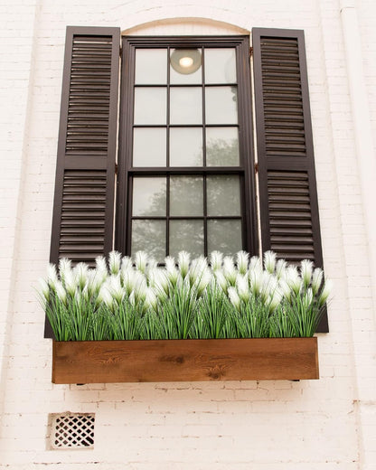 33" Artificial Plants 6 Pack Onion Tall Grass Greenery, Faux Fake Grass Shrubs Plant Flowers Wheat Grass for House Home Indoor Outdoor Office Room Gardening Indoor Décor-White
