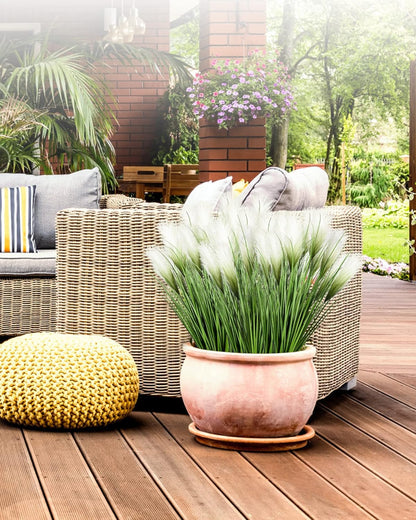 33" Artificial Plants 6 Pack Onion Tall Grass Greenery, Faux Fake Grass Shrubs Plant Flowers Wheat Grass for House Home Indoor Outdoor Office Room Gardening Indoor Décor-White