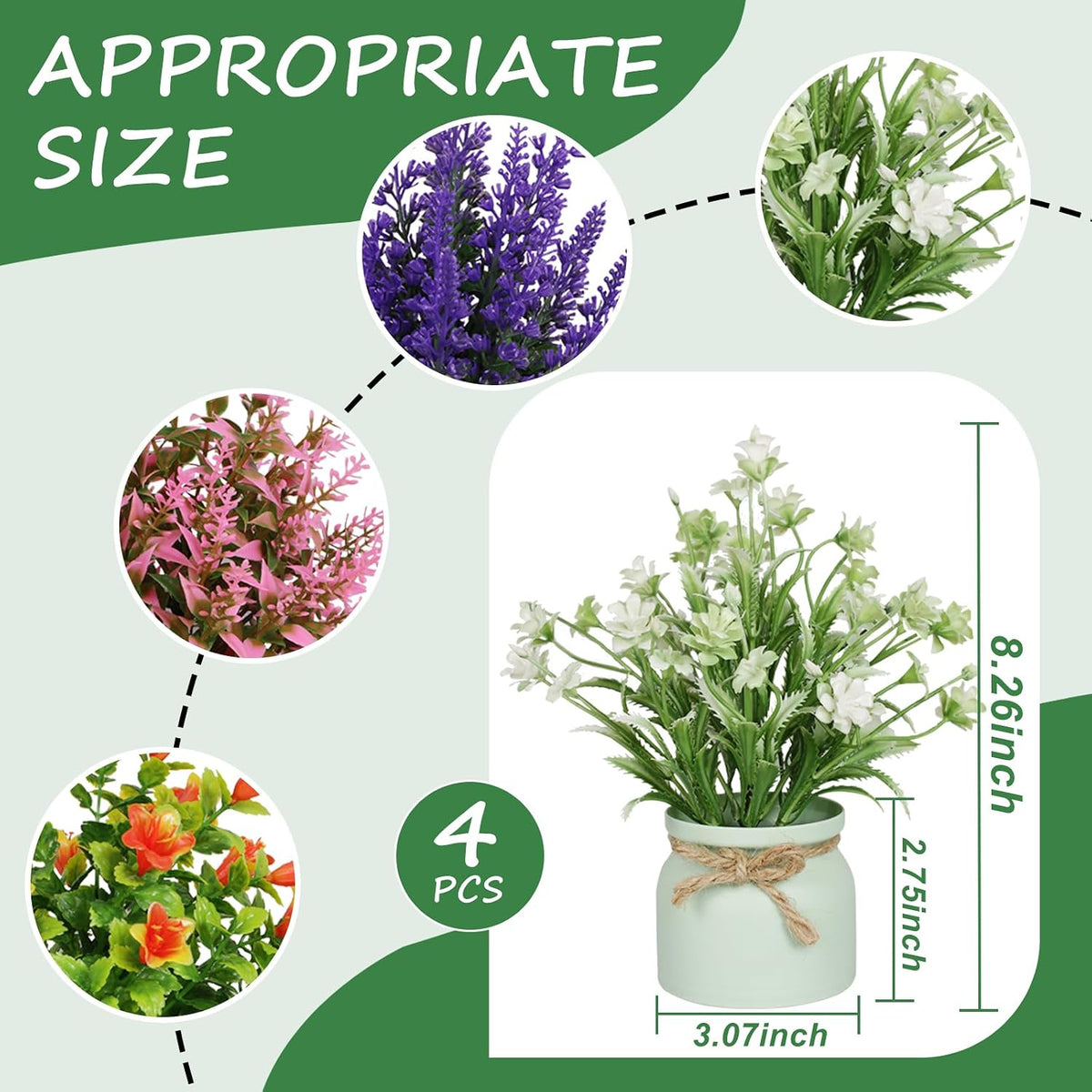 Artificial Pot Flowers Small Fake Plants Mini Potted Plants for Home Office Tabletop Decoration