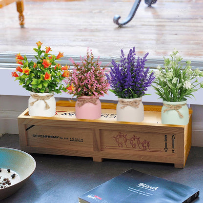 Artificial Pot Flowers Small Fake Plants Mini Potted Plants for Home Office Tabletop Decoration