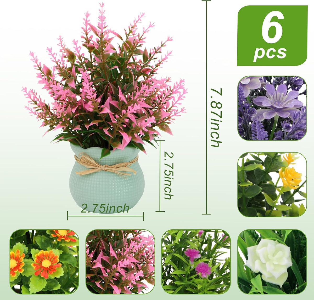 Artificial Pot Flowers Small Fake Plants Mini Potted Plants for Home Office Tabletop Decoration