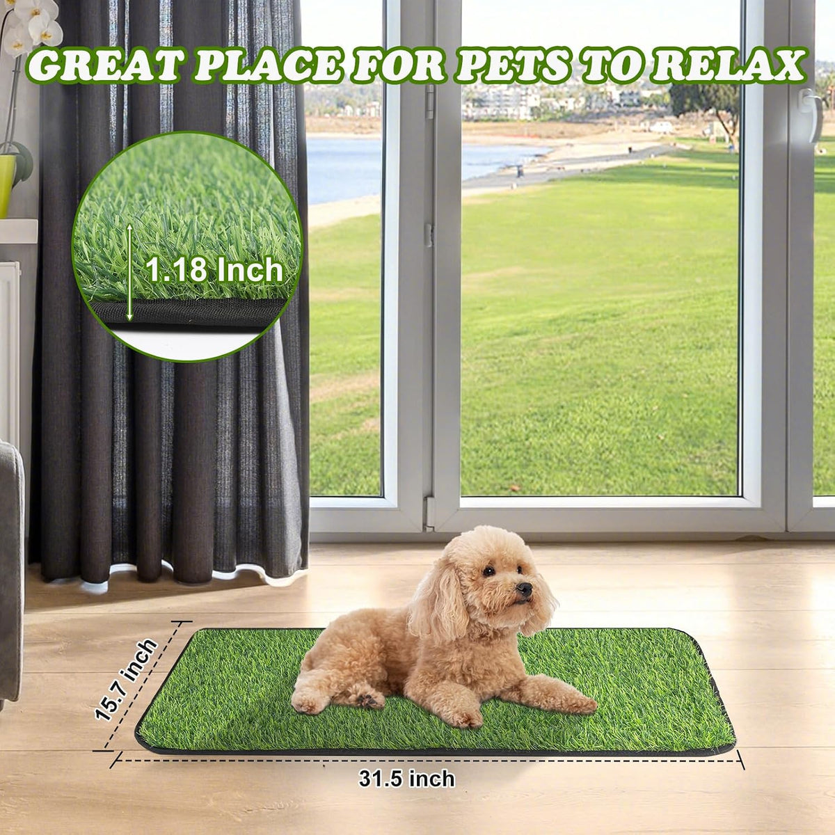 Washable Artificial Grass Mat for Dogs Pet Potty Training (15.7''*31.5'')