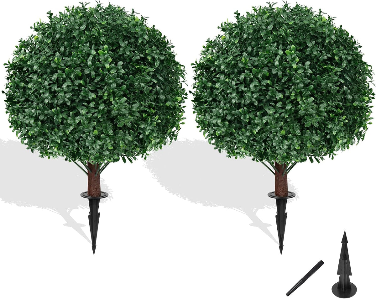 Grooy Artificial Set of 2 UV Resistant Boxwood Topiary Ball for Porch Decor