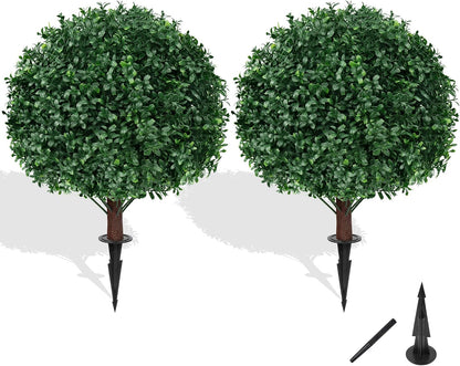 Grooy Artificial Set of 2 UV Resistant Boxwood Topiary Ball for Porch Decor