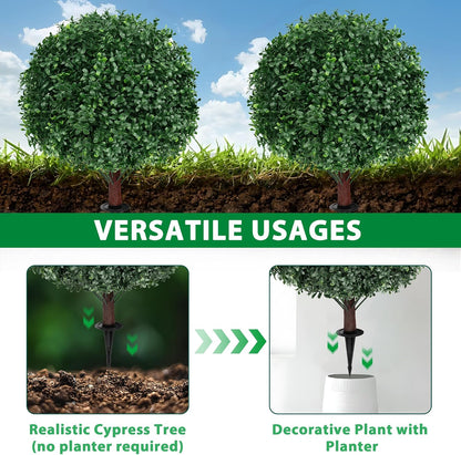 Grooy Artificial Set of 2 UV Resistant Boxwood Topiary Ball for Porch Decor