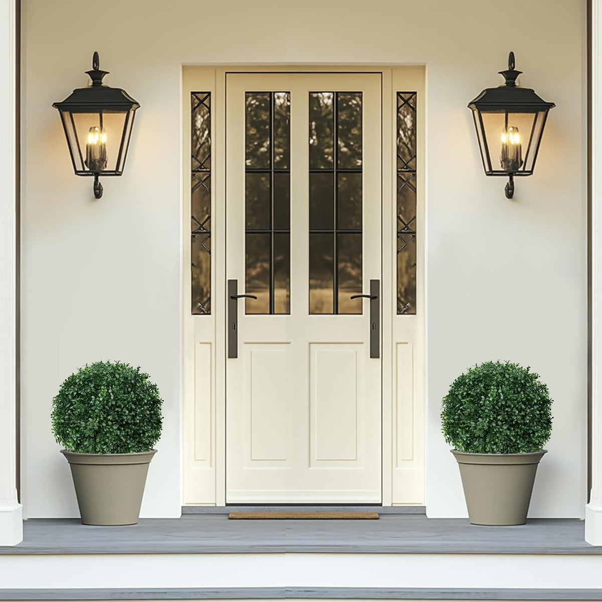 Grooy Artificial Set of 2 UV Resistant Boxwood Topiary Ball for Porch Decor