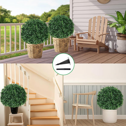 Grooy Artificial Set of 2 UV Resistant Boxwood Topiary Ball for Porch Decor