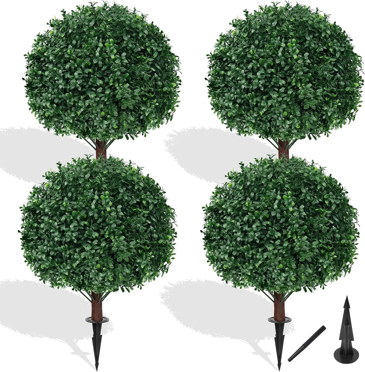 Grooy Artificial Set of 2 UV Resistant Boxwood Topiary Ball for Porch Decor