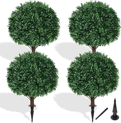 Grooy Artificial Set of 2 UV Resistant Boxwood Topiary Ball for Porch Decor