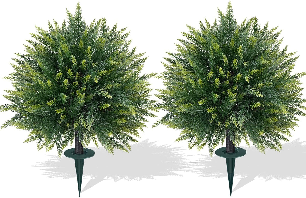 Grooy Artificial Set of 2 UV Resistant Boxwood Topiary Ball for Porch Decor
