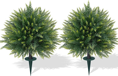 Grooy Artificial Set of 2 UV Resistant Boxwood Topiary Ball for Porch Decor