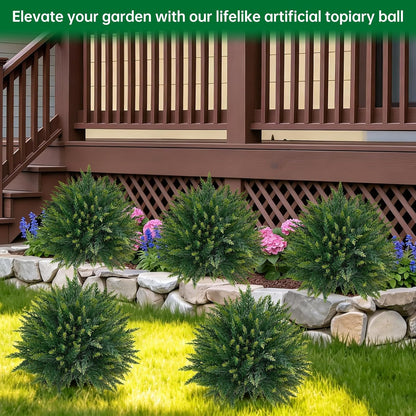 Grooy Artificial Set of 2 UV Resistant Boxwood Topiary Ball for Porch Decor