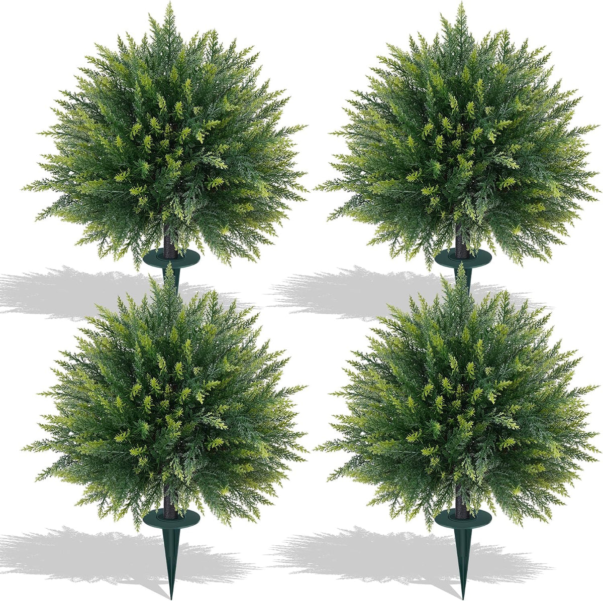 Grooy Artificial Set of 2 UV Resistant Boxwood Topiary Ball for Porch Decor