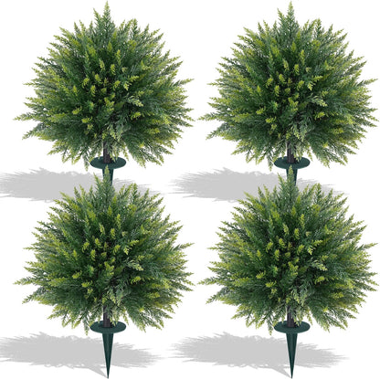 Grooy Artificial Set of 2 UV Resistant Boxwood Topiary Ball for Porch Decor