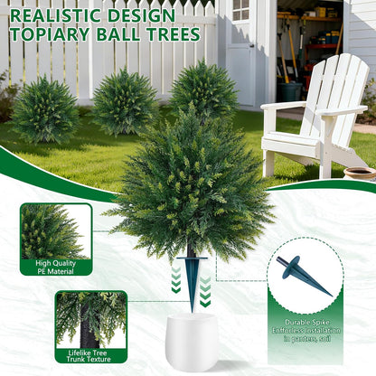 Grooy Artificial Set of 2 UV Resistant Boxwood Topiary Ball for Porch Decor