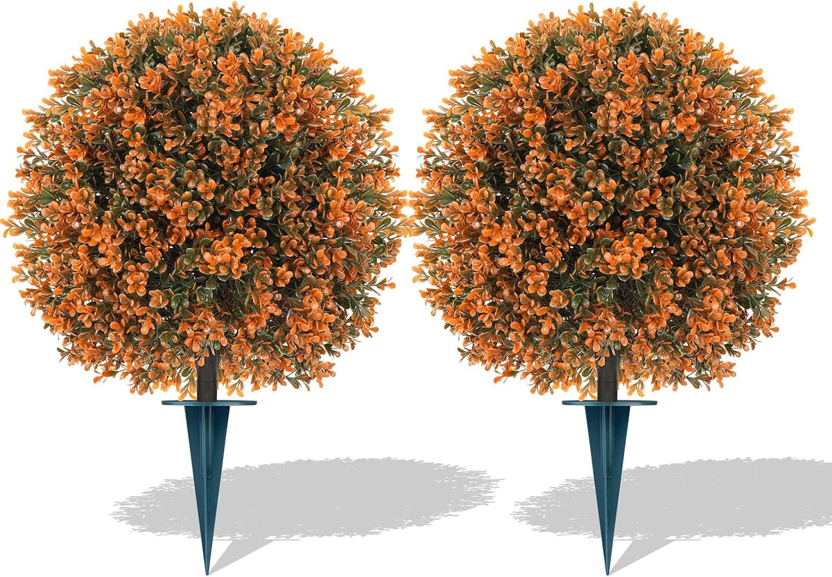 Grooy Artificial Set of 2 UV Resistant Boxwood Topiary Ball for Porch Decor