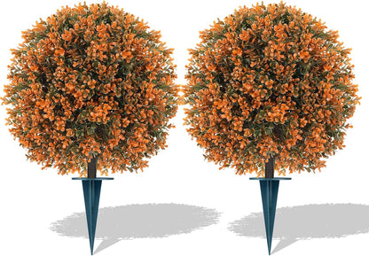 Grooy Artificial Set of 2 UV Resistant Boxwood Topiary Ball for Porch Decor