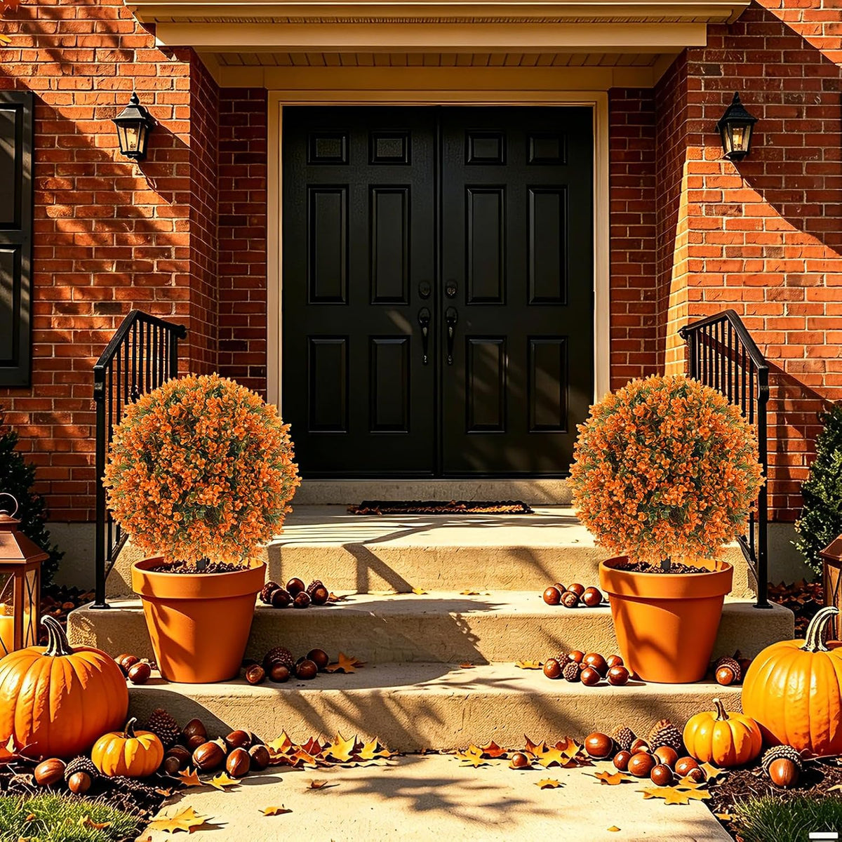Grooy Artificial Set of 2 UV Resistant Boxwood Topiary Ball for Porch Decor