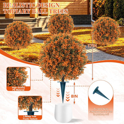 Grooy Artificial Set of 2 UV Resistant Boxwood Topiary Ball for Porch Decor