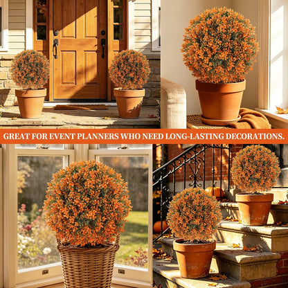 Grooy Artificial Set of 2 UV Resistant Boxwood Topiary Ball for Porch Decor